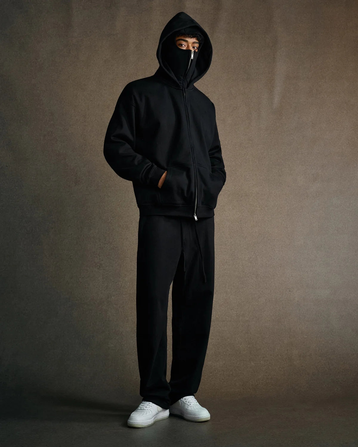 Fleece Zip-Up Hoodie with Face Mask | Inflation Streetwear