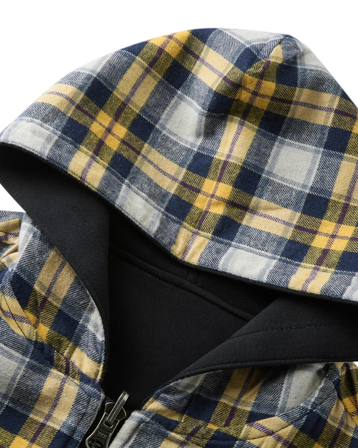 Yellow Plaid Reversible Zip-Up Hoodie | INFLATION Streetwear