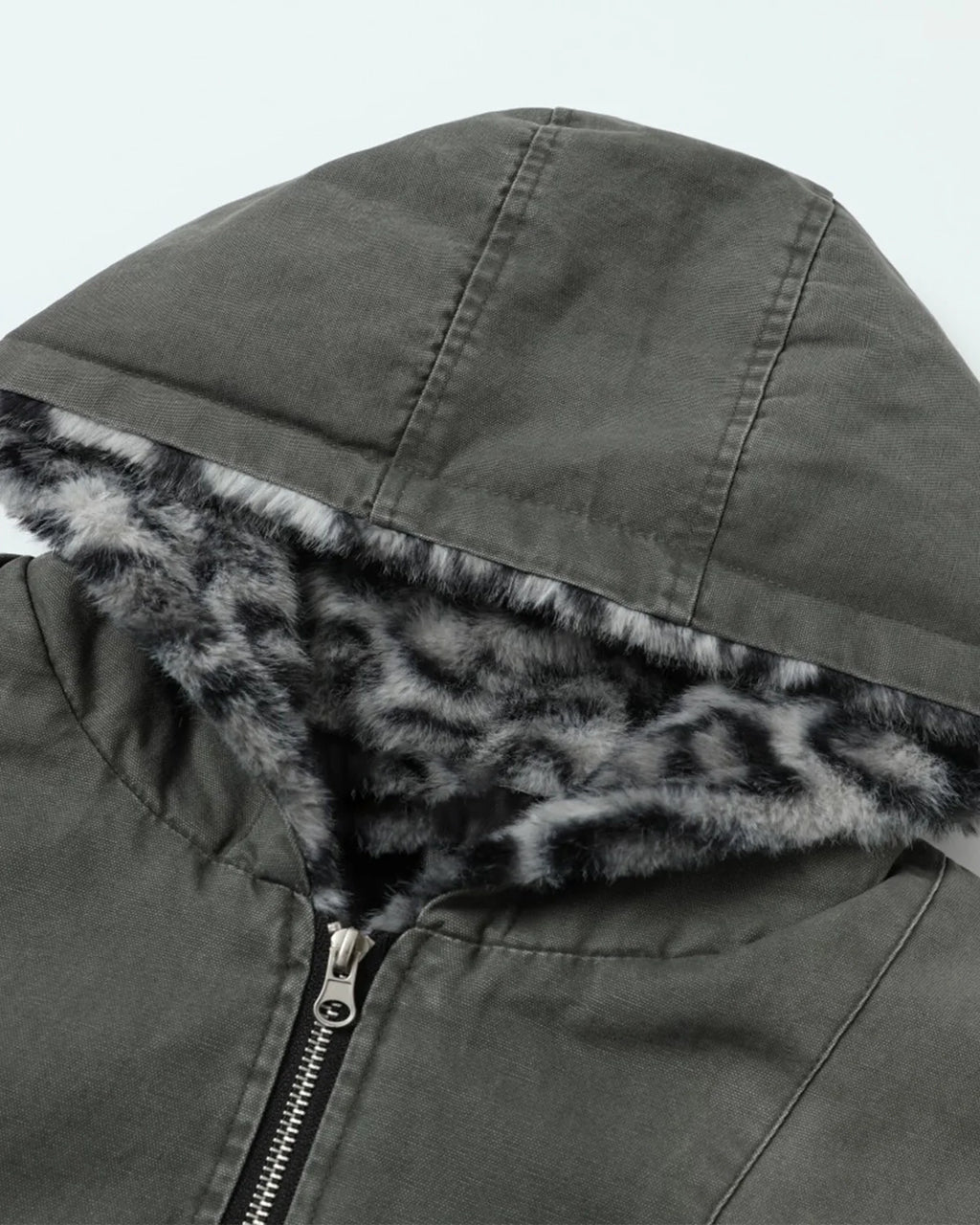 Monkey Wash Denim Leopard Faux Fur Jacket | Inflation Streetwear