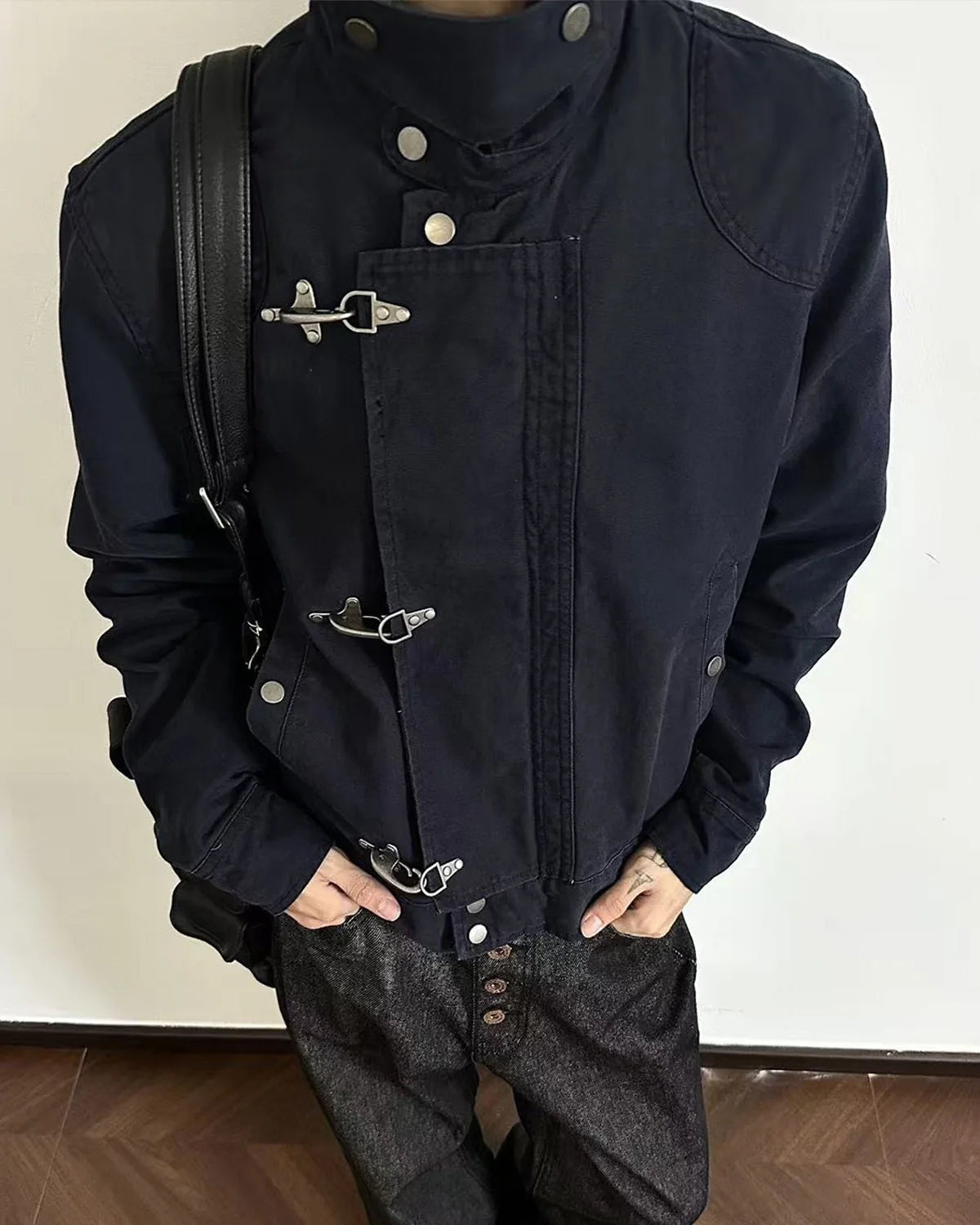 Khaki Canvas Clasp Jacket | Inflation Streetwear