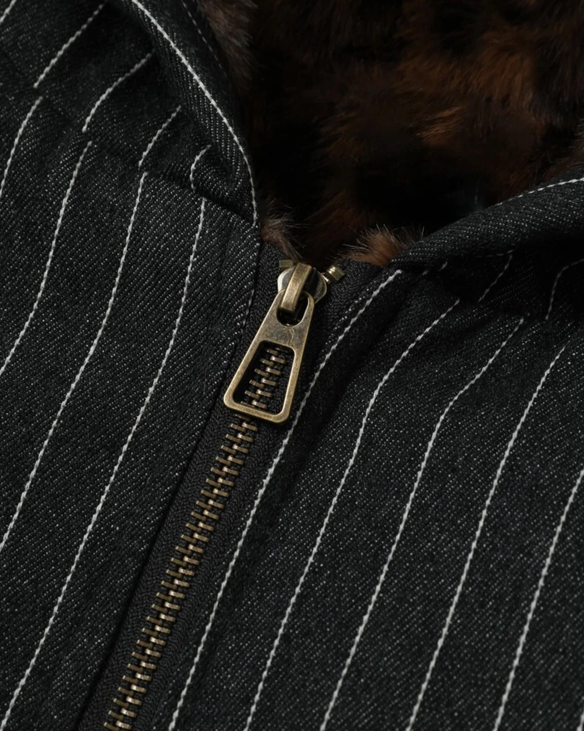 Faux Fur Pinstripe Padded Jacket | Inflation Streetwear