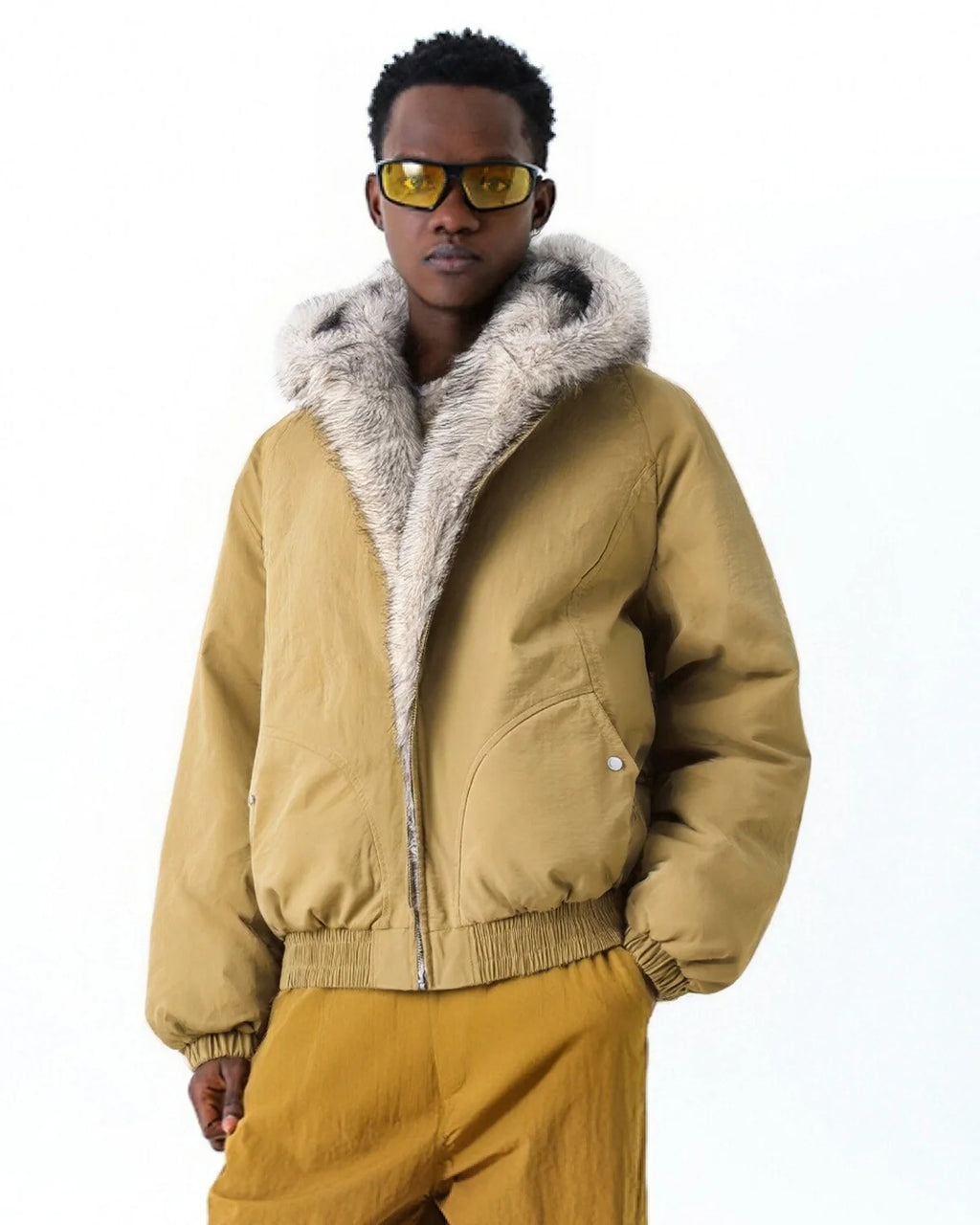 Faux Fur Lined Padded Bomber Jacket | Inflation Streetwear