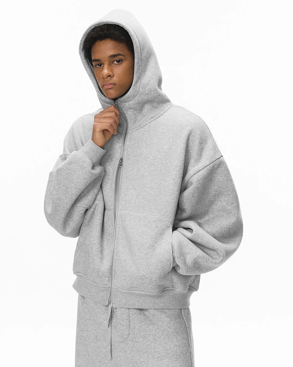 High Collar Fleece Double Zip-Up Hoodies | Inflation Streetwear
