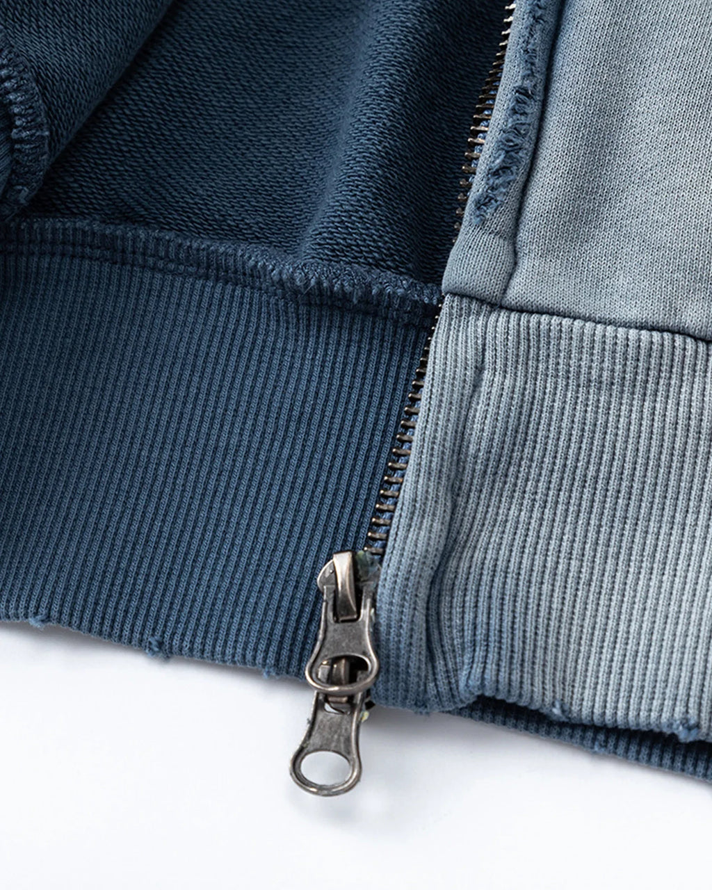 Blue Distressed Acid Wash Zip Up Hoodies | Inflation Streetwear