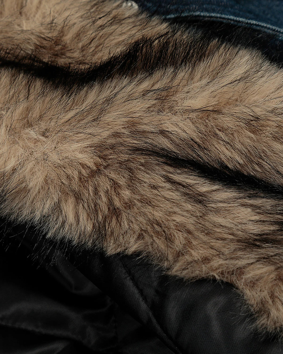 Faux Fur Hooded Padded Denim Jacket | INFLATION Streetwear