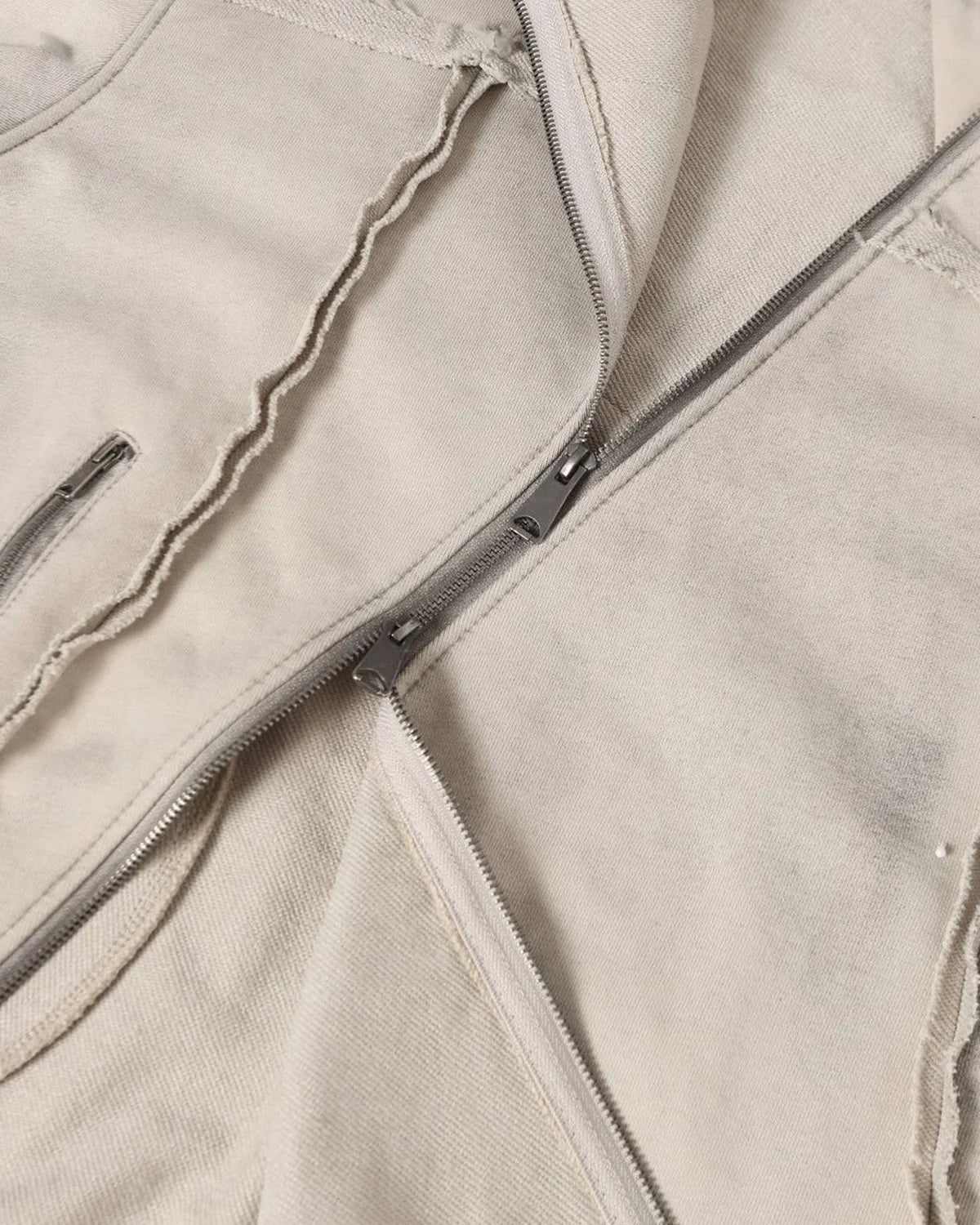 Diagonal Zipper Acid-Washed Hoodie | INFLATION Streetwear