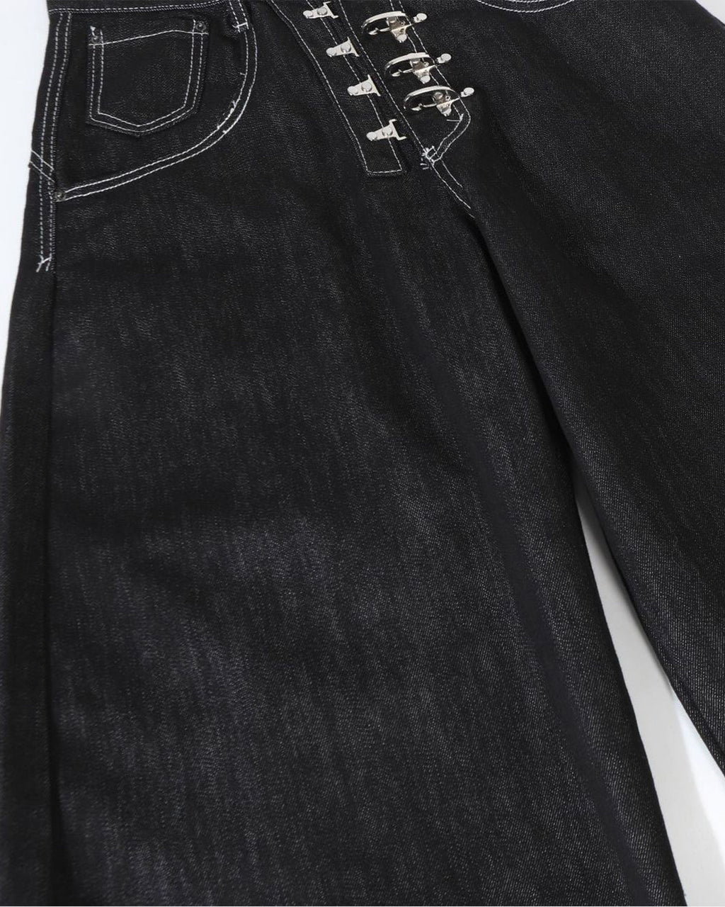 Black Metal Clasp Baggy Jeans | Inflation Streetwear