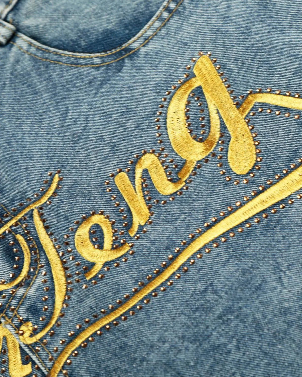 Rivets Embroidered Baggy Jeans | INFLATION Streetwear