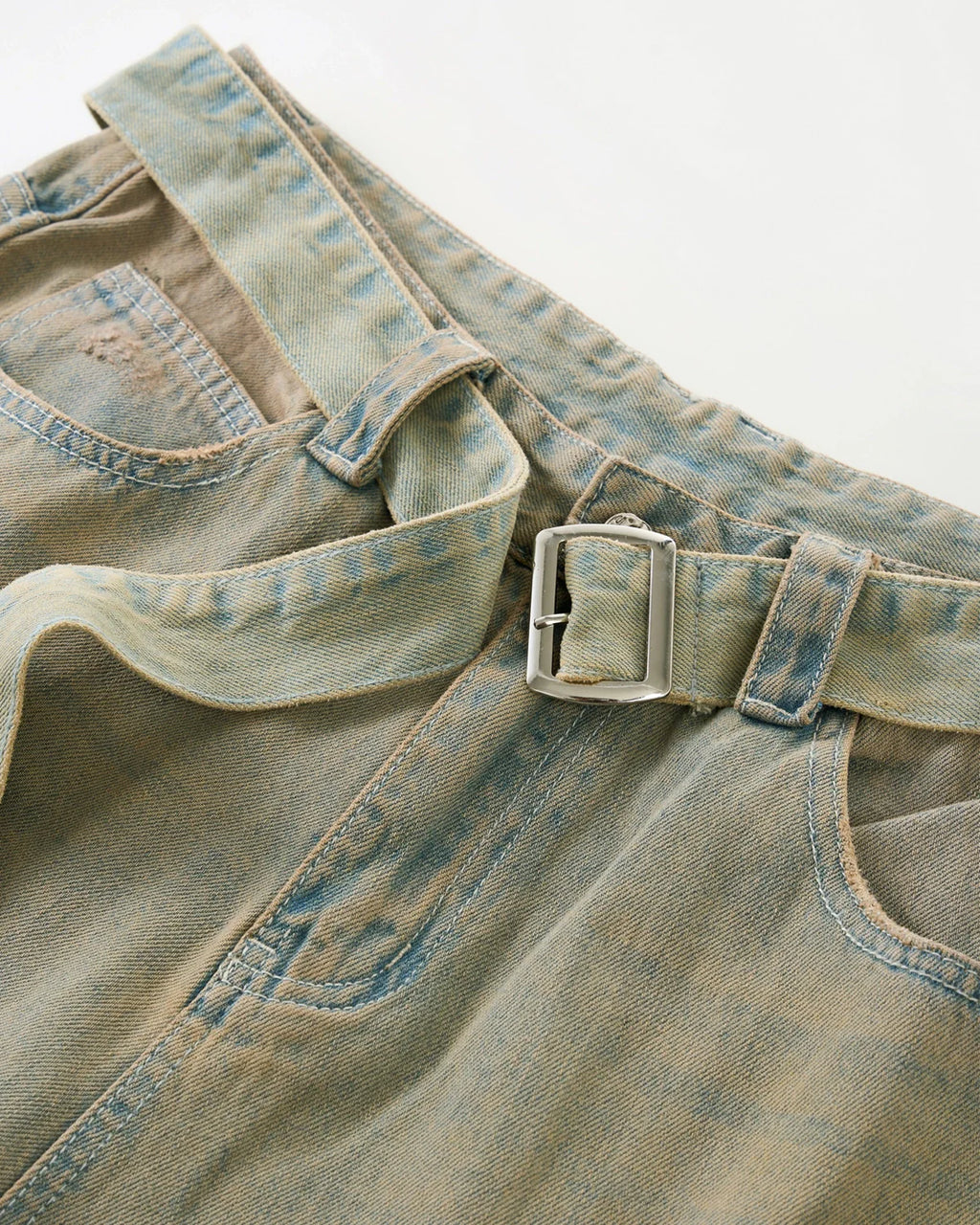 Beaded Studded Washed Baggy Jeans | INFLATION Streetwear