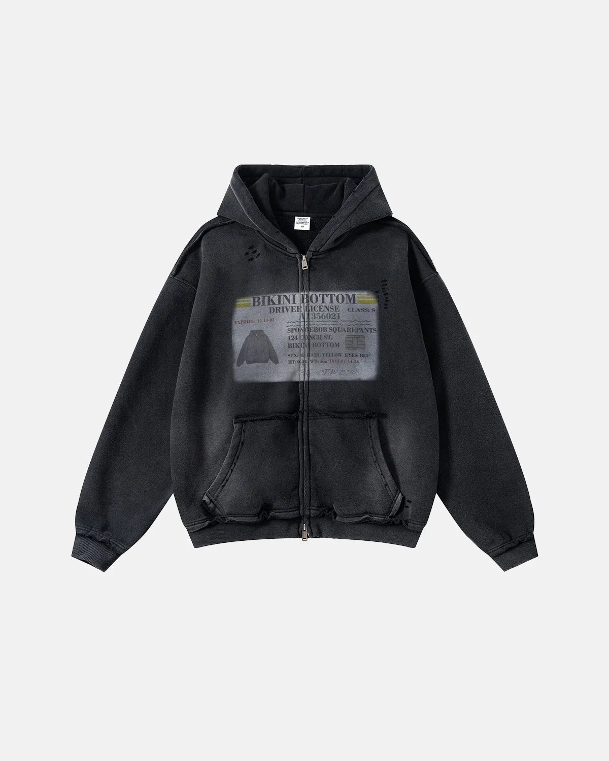 Graphic Ripped Washed Zip Up Hoodies | Inflation Streetwear