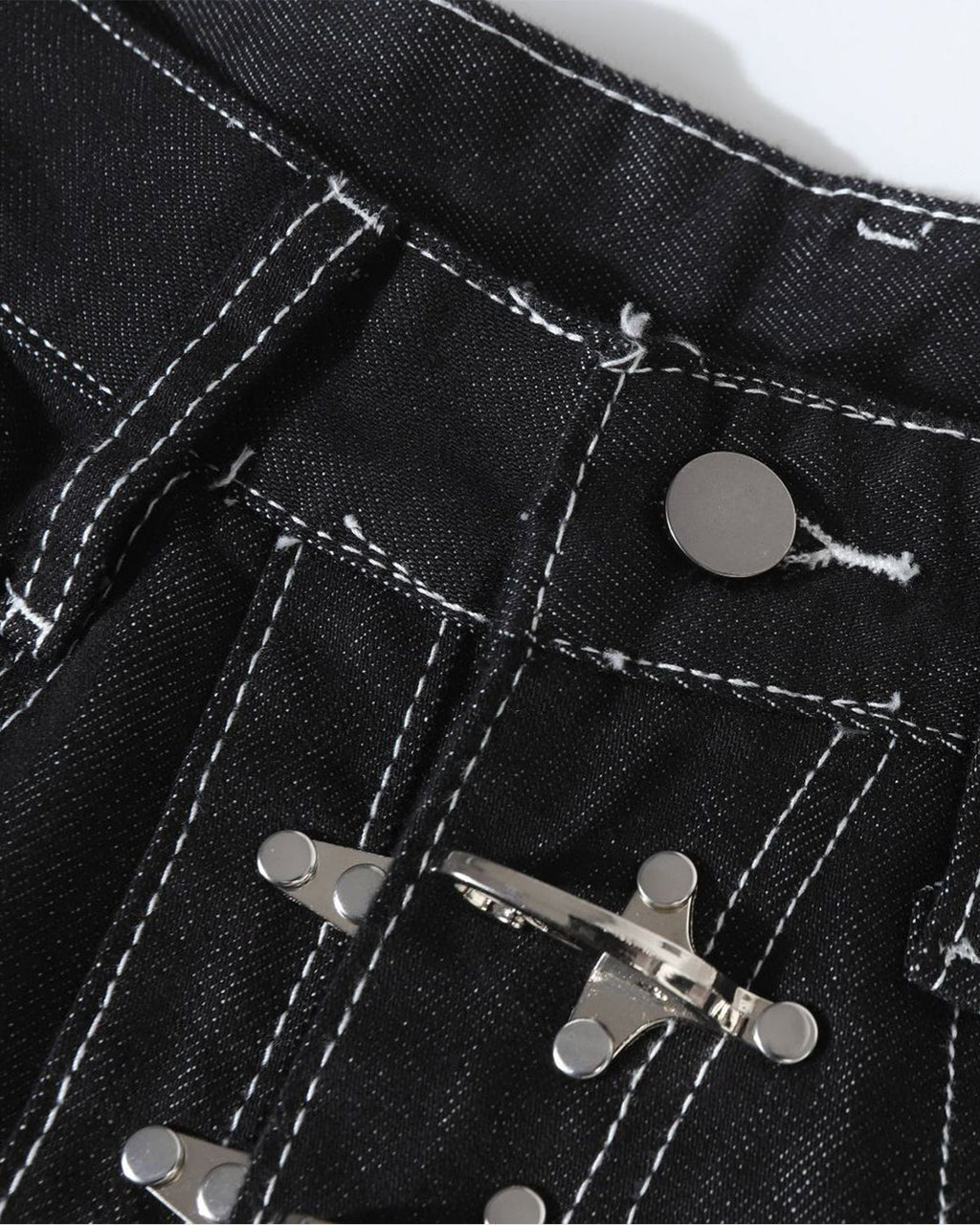 Black Metal Clasp Baggy Jeans | Inflation Streetwear