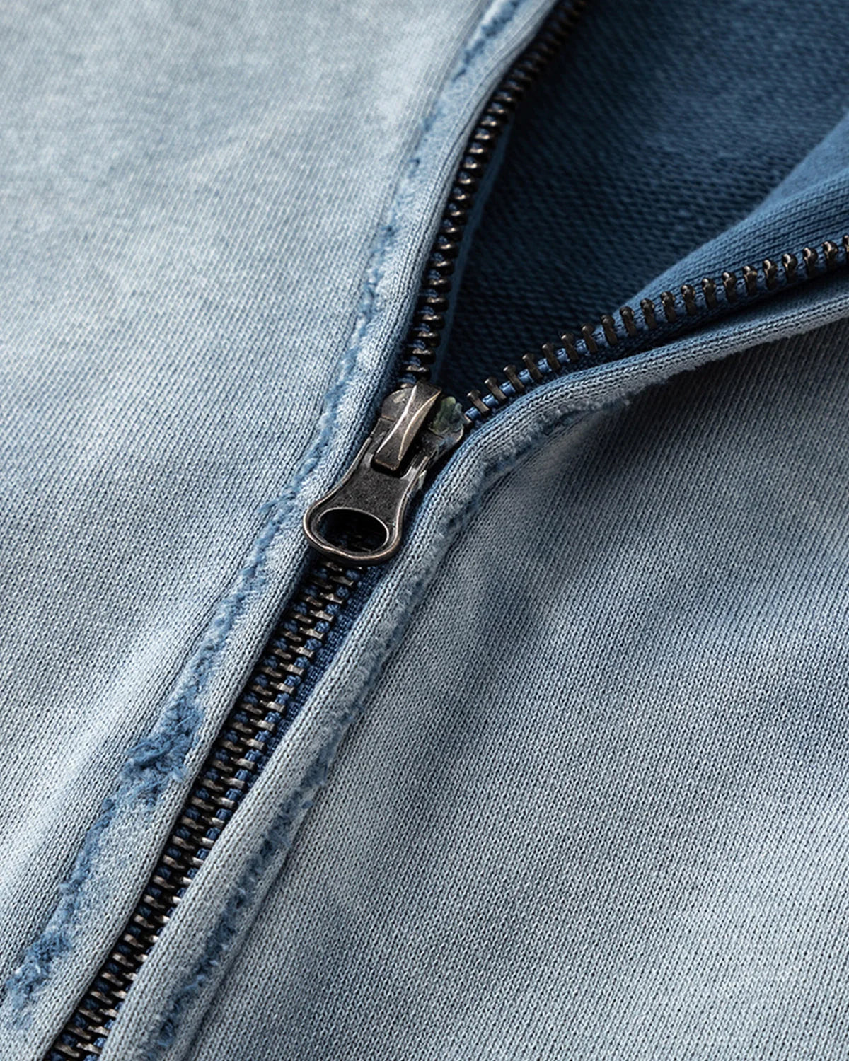 Blue Distressed Acid Wash Zip Up Hoodies | Inflation Streetwear