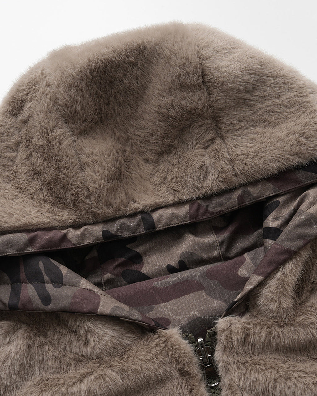 Reversible Camo Faux Fur Cotton Jacket | Inflation Streetwear