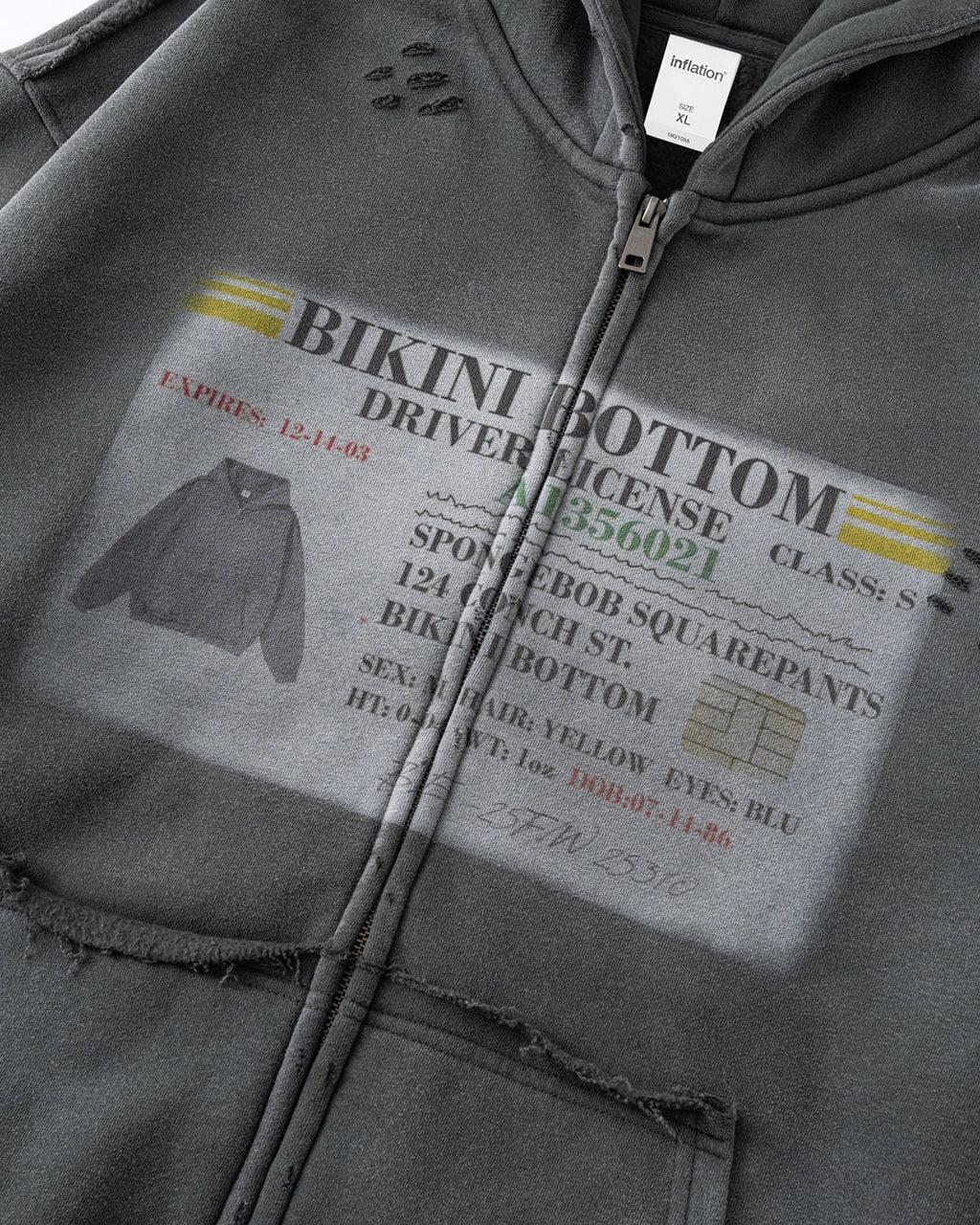 Graphic Ripped Washed Zip Up Hoodies | Inflation Streetwear