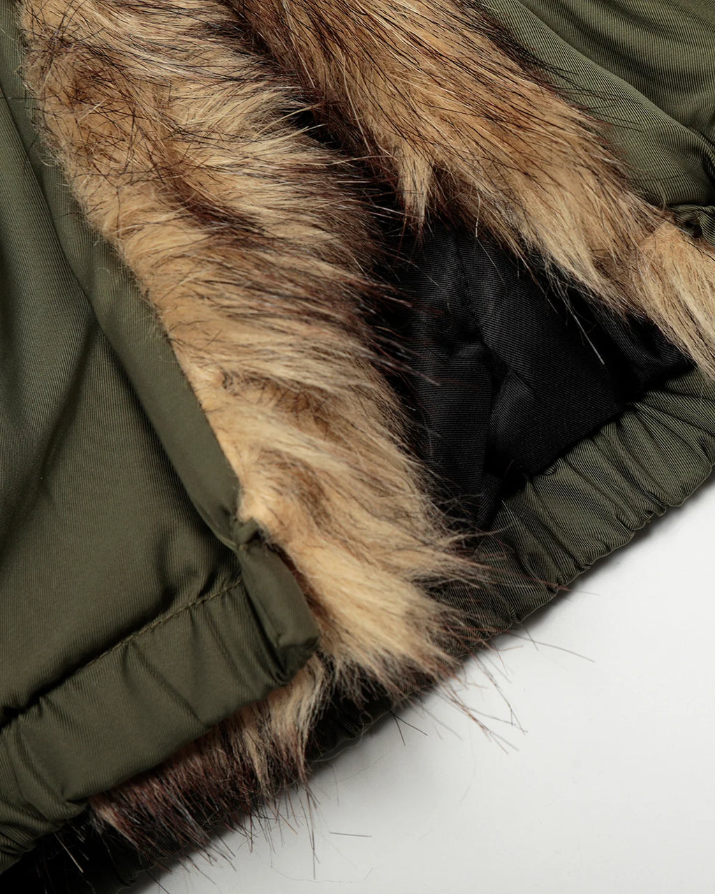 Faux Fur Hooded Green Padded Jacket | INFLATION Streetwear