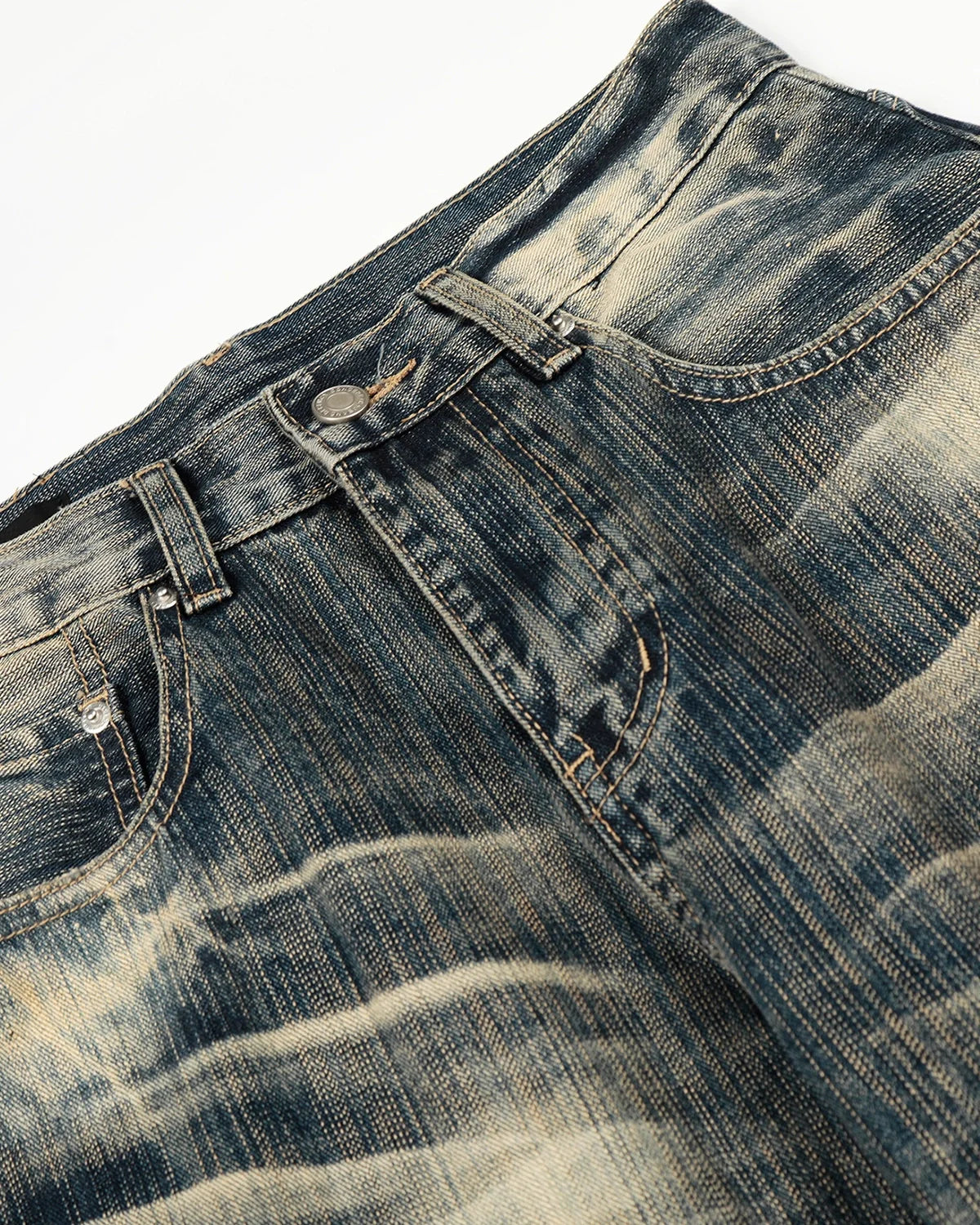 Distressed Whisker Wash Effect Baggy Jeans | Inflation Streetwear