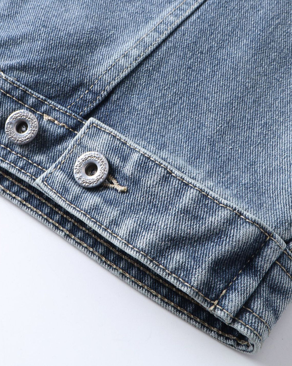 Leather Collar Washed Denim Jacket | Inflation Streetwear