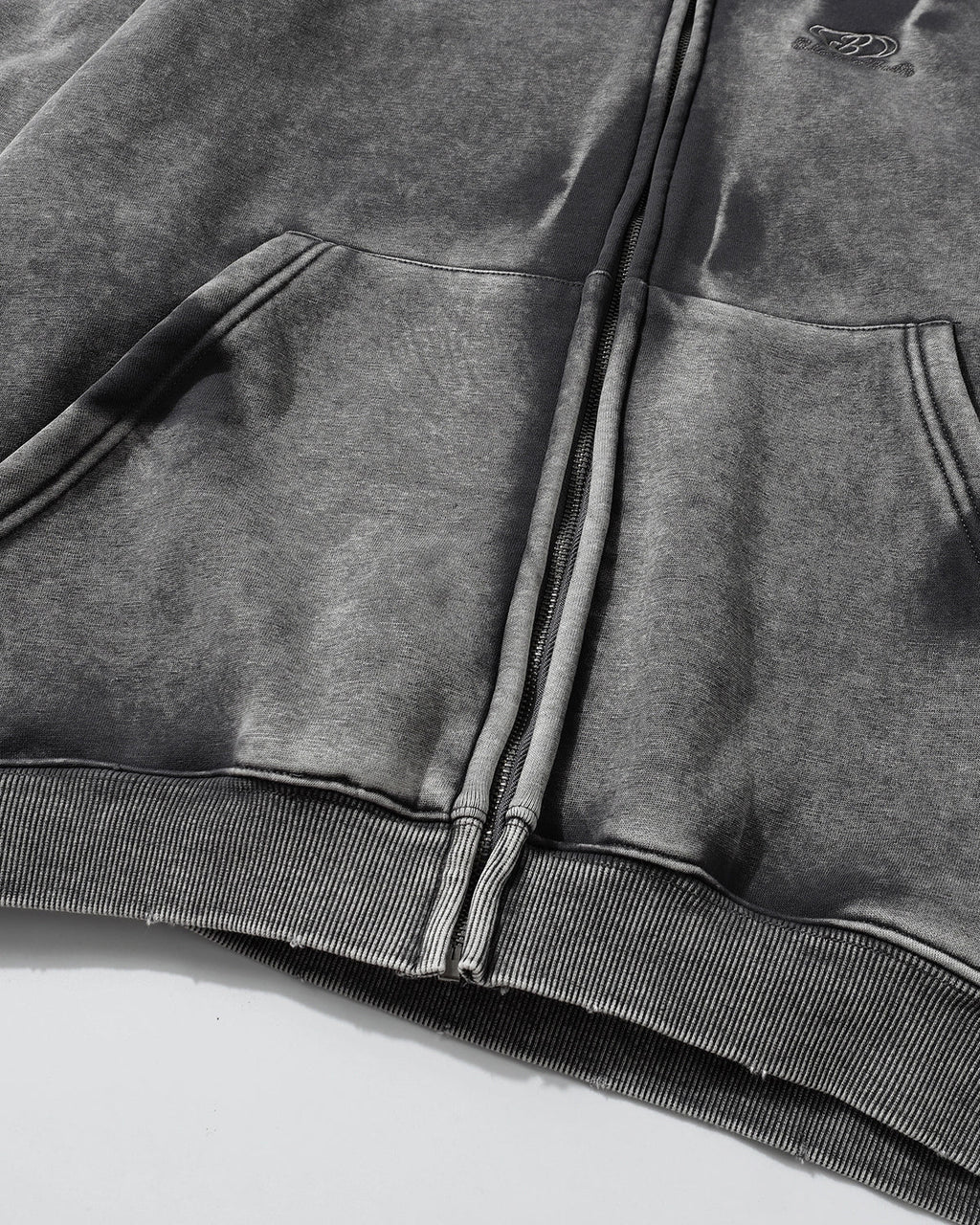 Acid Washed Embroidery Zip Up Hoodies | Inflation Streetwear