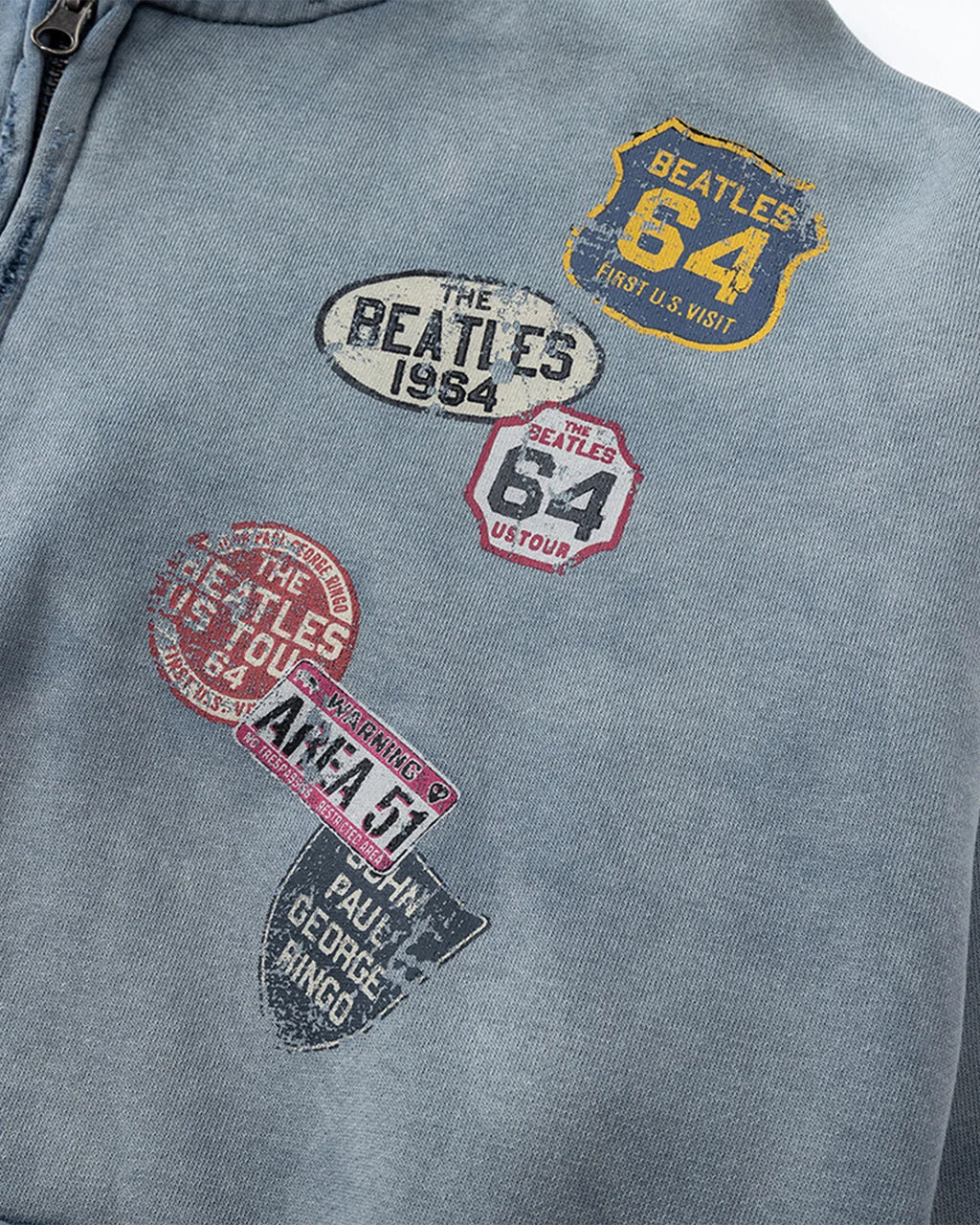 Blue Distressed Acid Wash Zip Up Hoodies | Inflation Streetwear