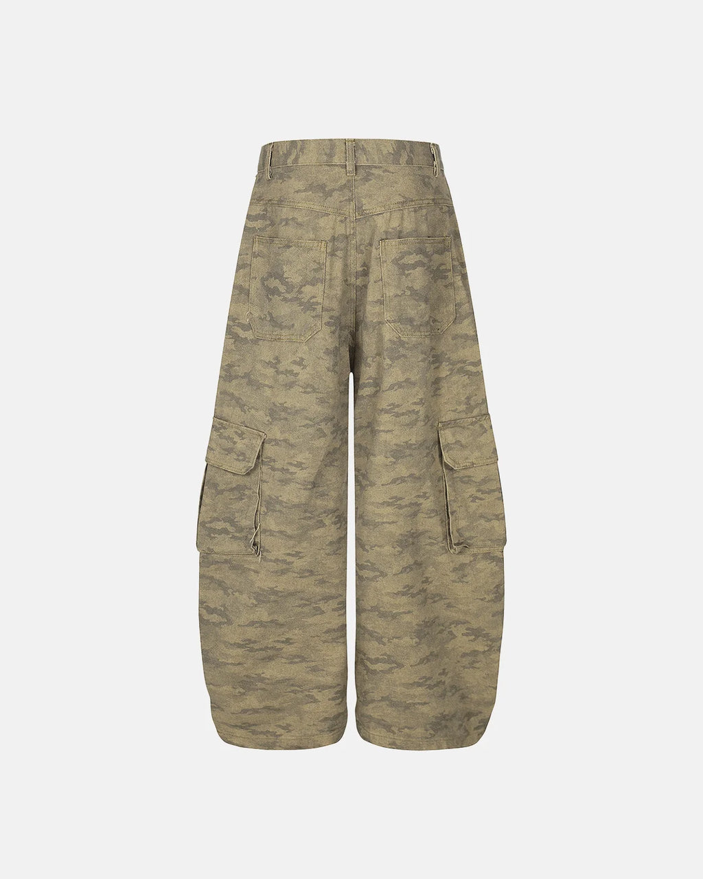 Multi Pockets Khaki Camo Barrel Jeans | Inflation Streetwear