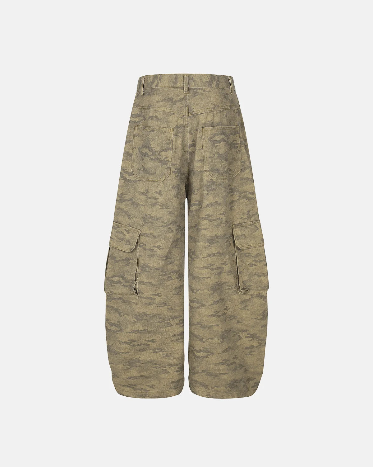 Multi Pockets Khaki Camo Barrel Jeans | Inflation Streetwear