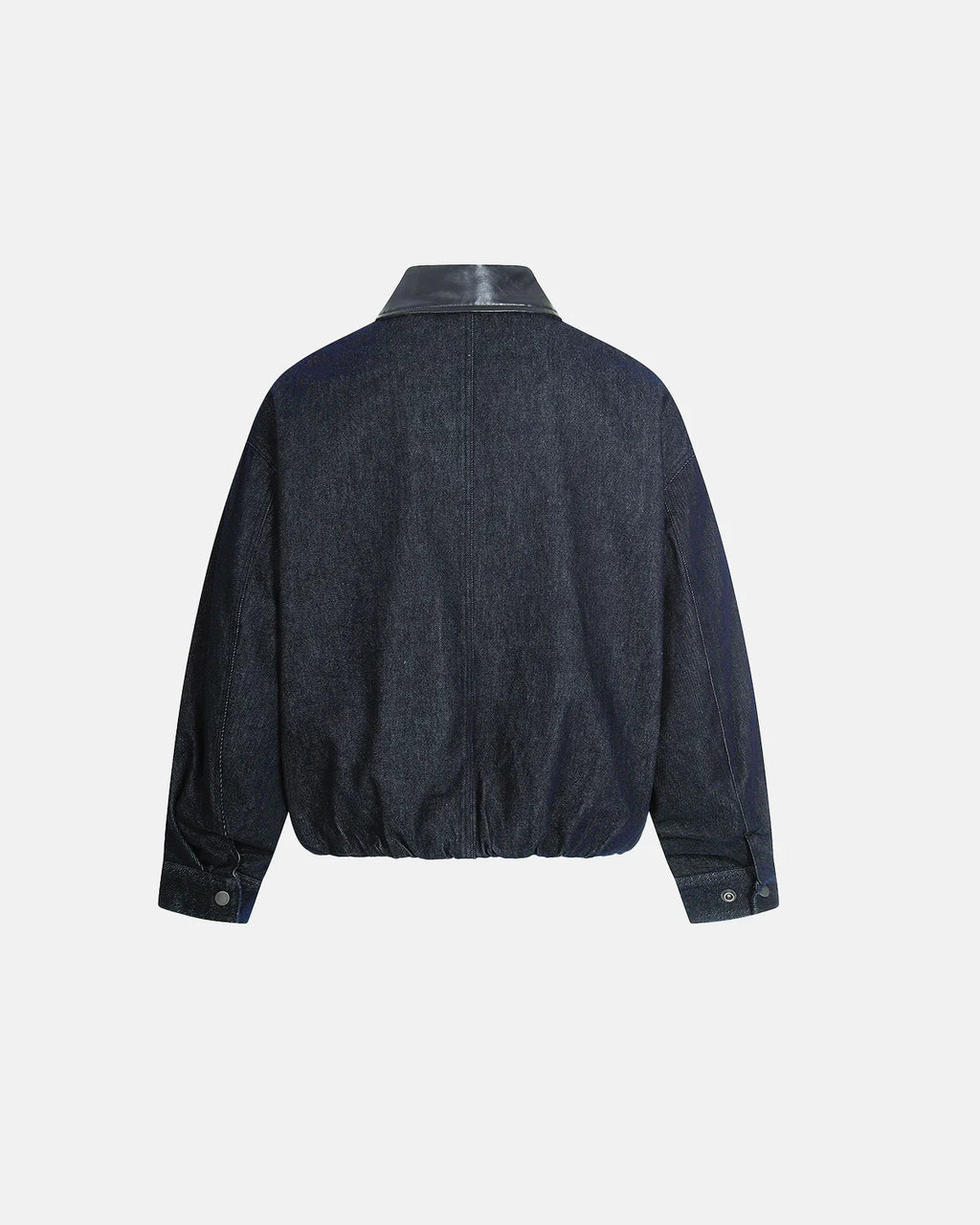 PU Leather Collar Raw Denim Jacket | INFLATION Streetwear