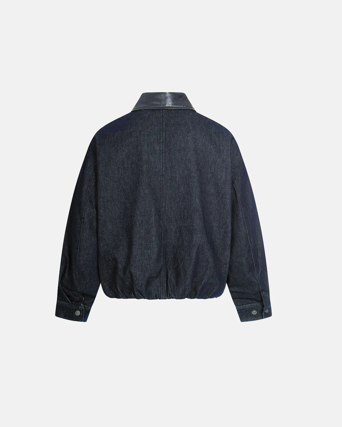 PU Leather Collar Raw Denim Jacket | INFLATION Streetwear