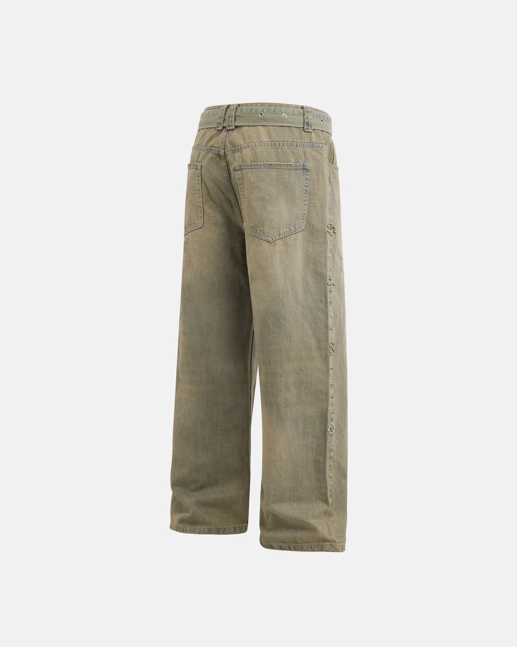 Beaded Studded Washed Baggy Jeans | INFLATION Streetwear