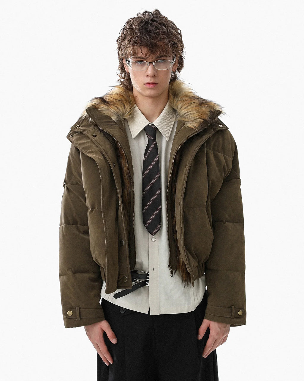 Faux Fur Cropped Cotton Parkas | Infaltion Streetwear