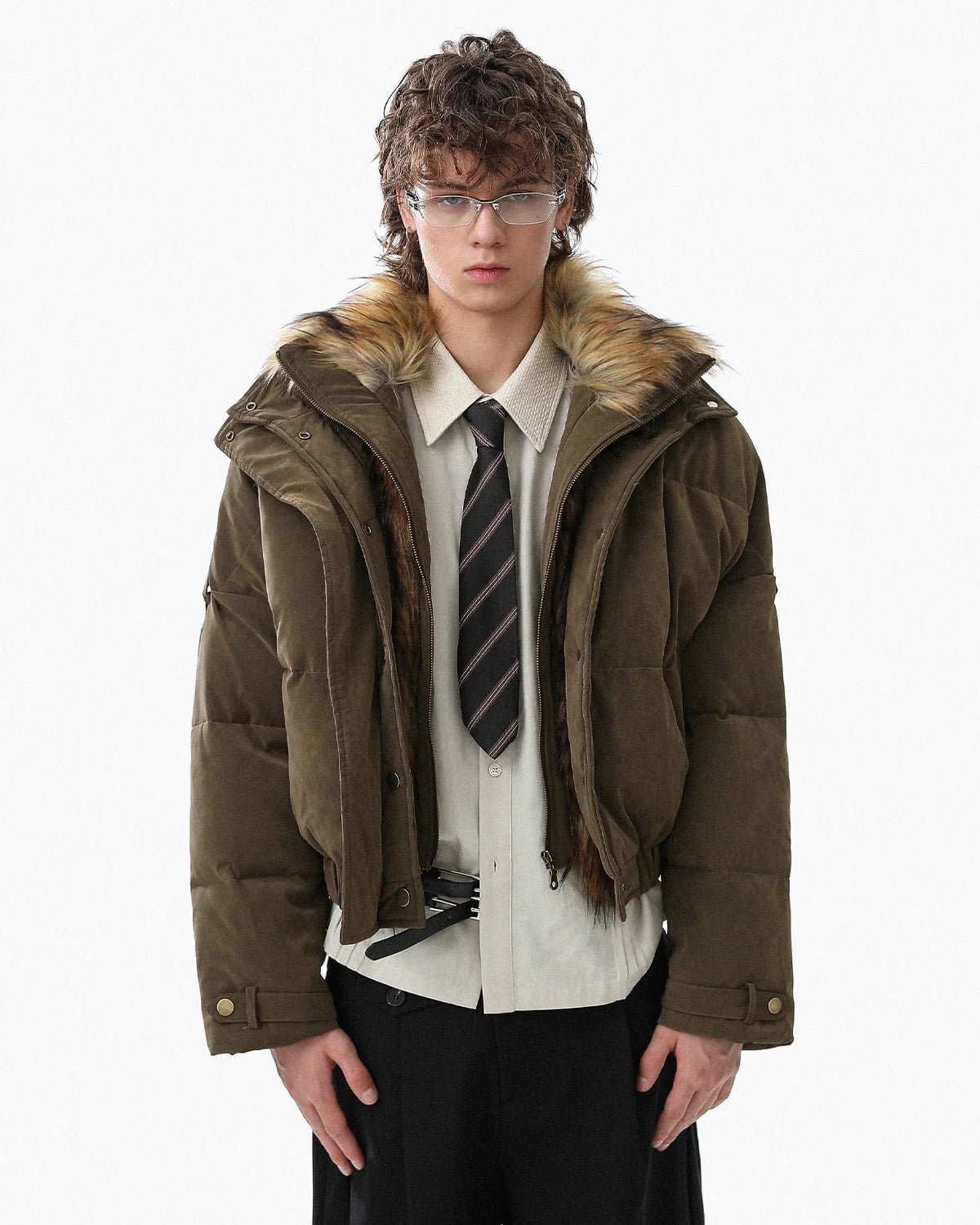 Faux Fur Cropped Cotton Parkas | Infaltion Streetwear