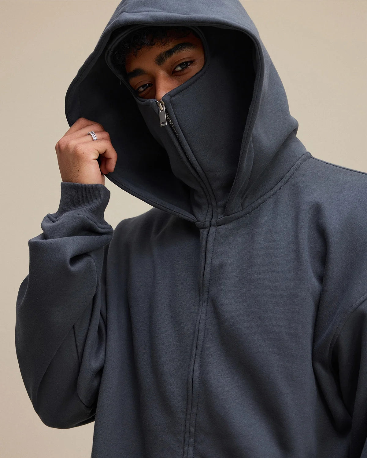 Fleece Zip-Up Hoodie with Face Mask | Inflation Streetwear