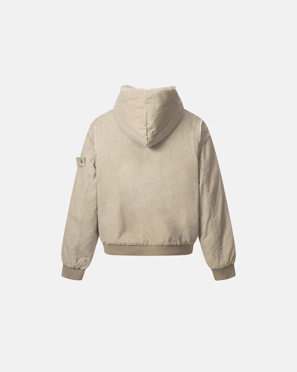 Faux Fur Lined Washed Hooded Jacket | Inflation Streetwear