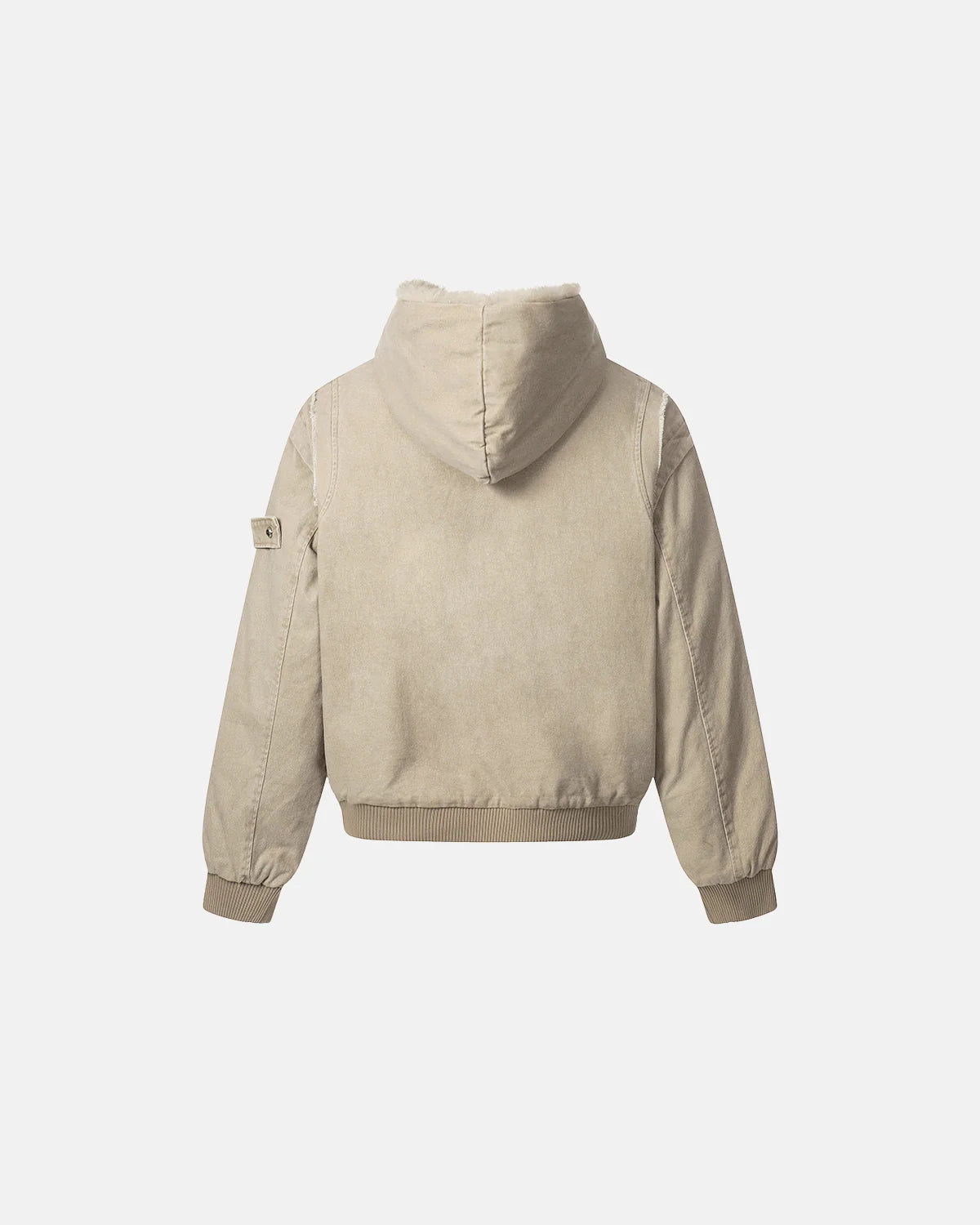 Faux Fur Lined Washed Hooded Jacket | Inflation Streetwear