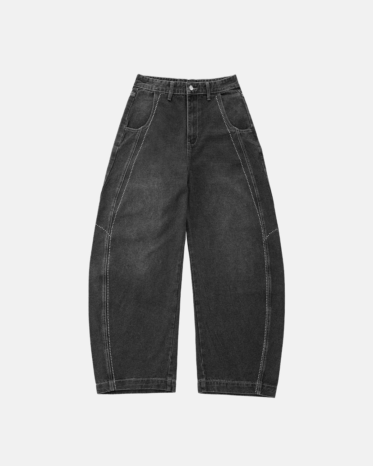 Rhinestone Stitching Barrel Jeans | Inflation Streetwear