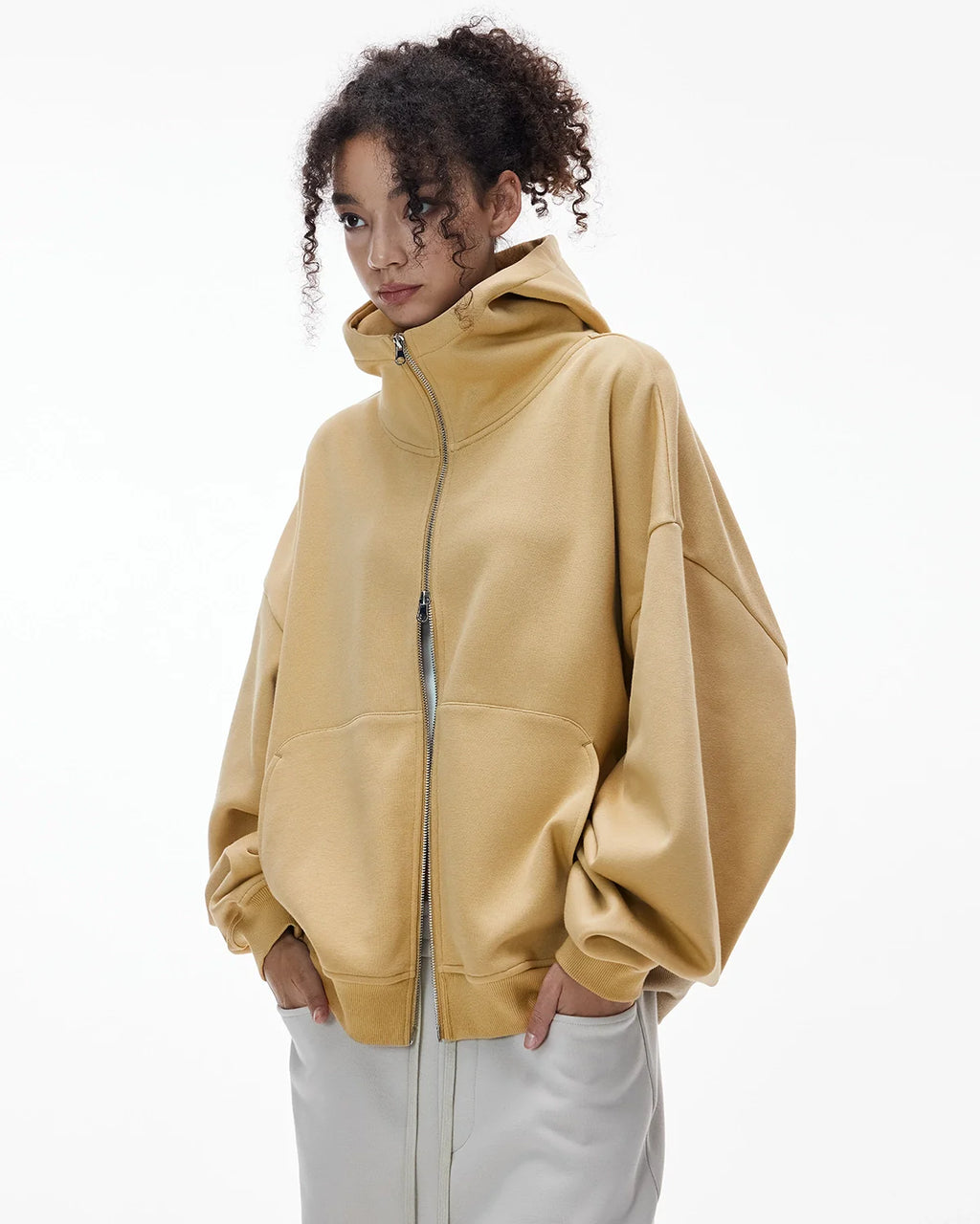 High Collar Fleece Double Zip-Up Hoodies | Inflation Streetwear
