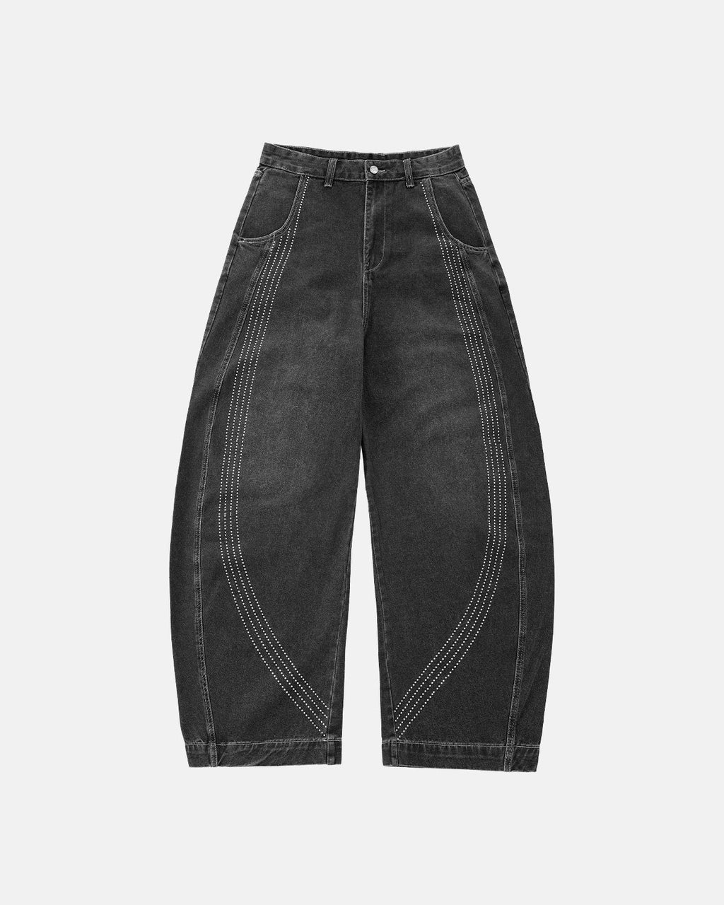 Front Striped Rhinestone Barrel Jeans | Inflation Streetwear