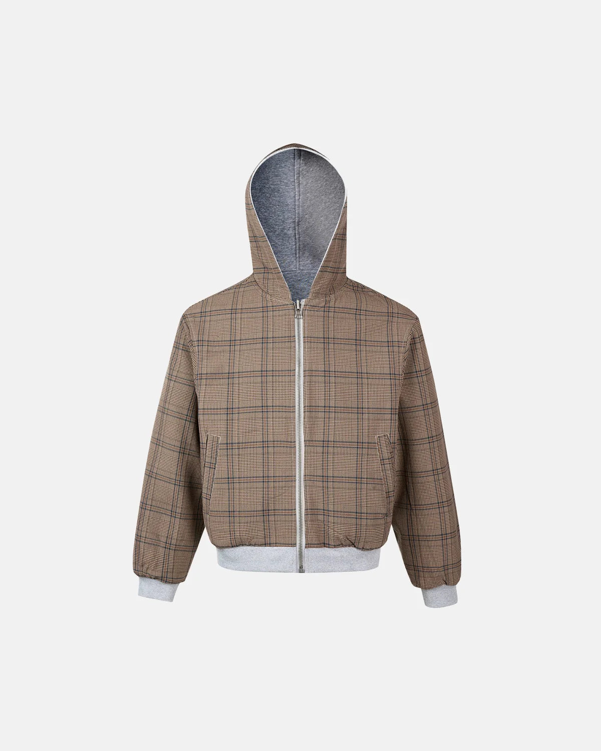 Yellow Plaid Reversible Zip-Up Hoodie | INFLATION Streetwear