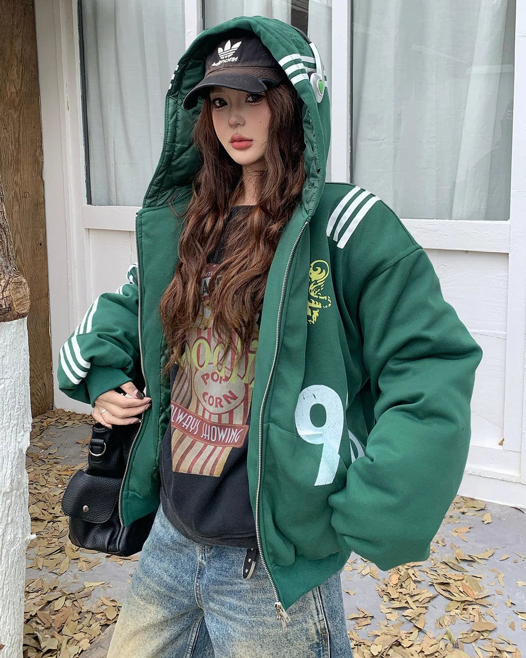 Gothic Striped Hooded Bomber Jacket  | Inflation Streetwear