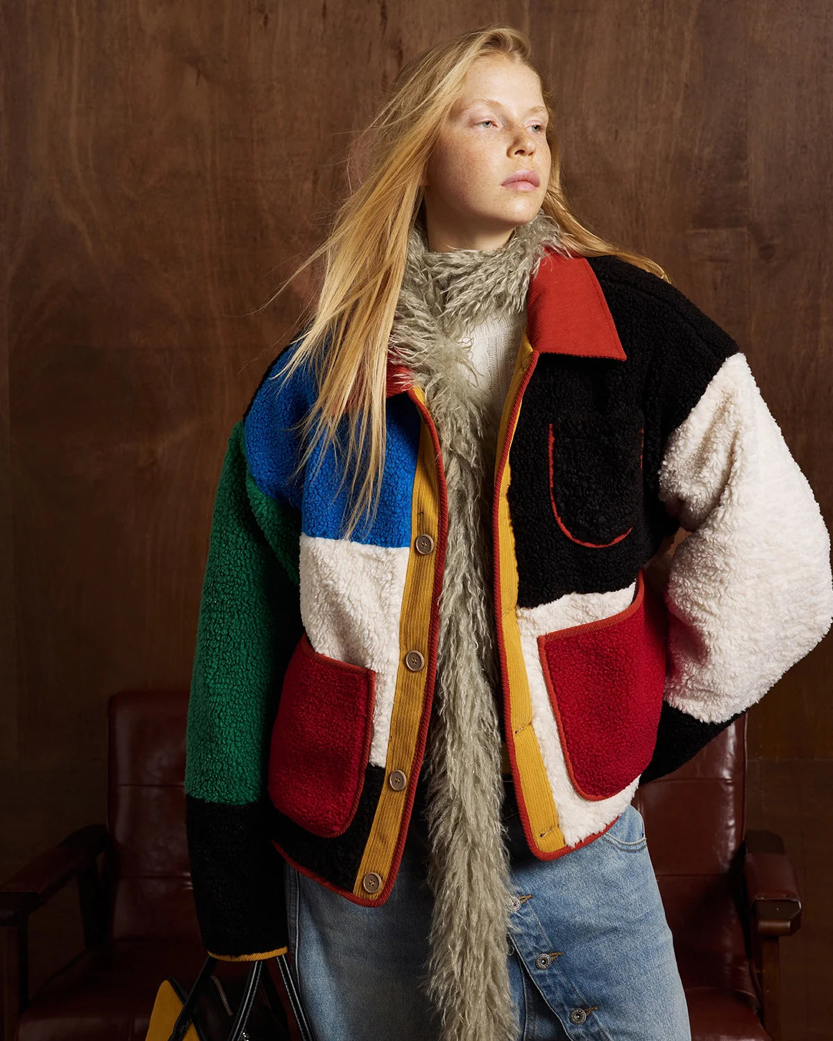 Retro Color Block Sherpa Jacket | Inflation Streetwear