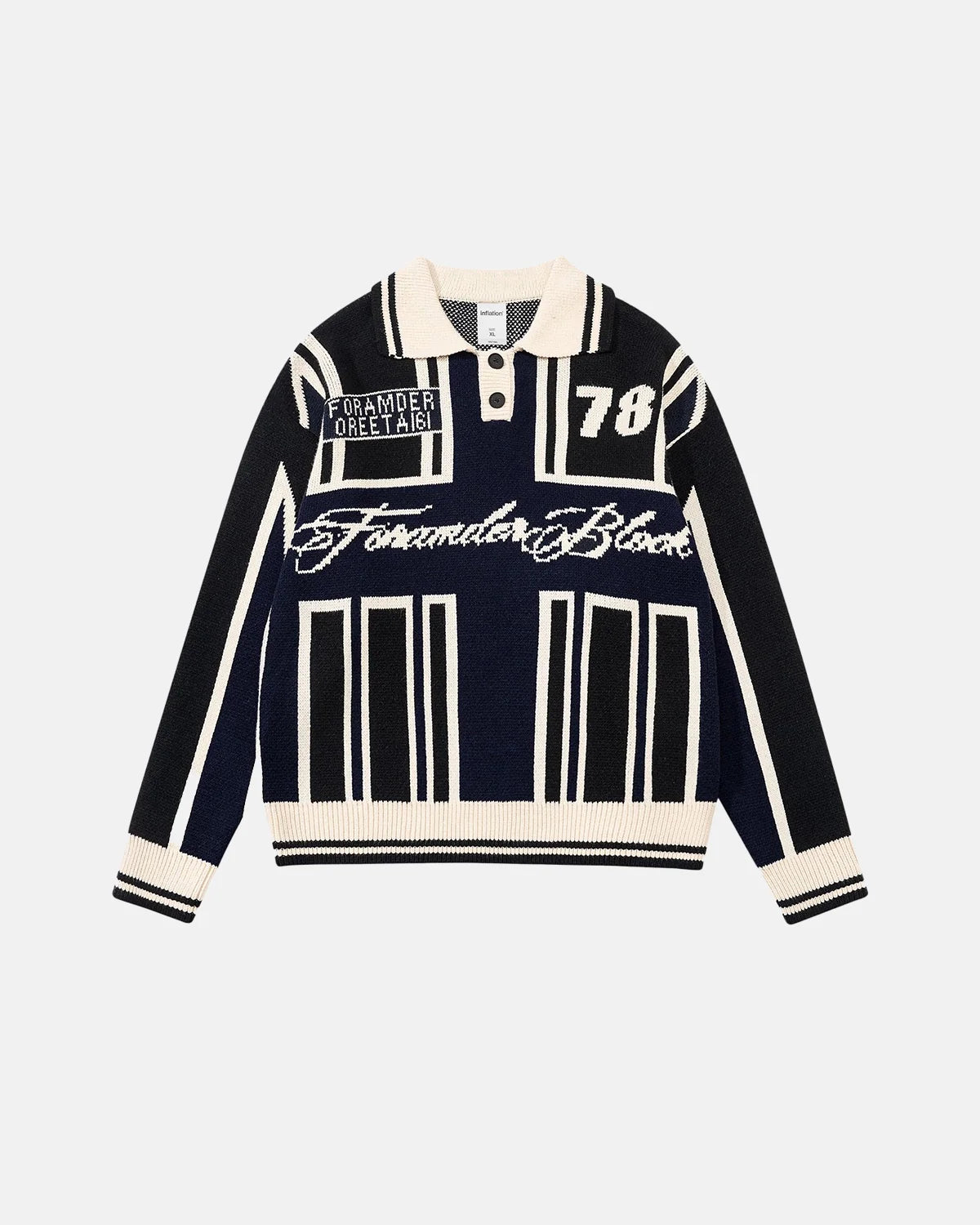 Rertro Colorblock Knitwear Polo Pullovers  | Inflation Streetwear