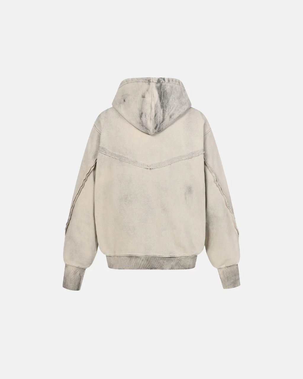 Diagonal Zipper Acid-Washed Hoodie | INFLATION Streetwear