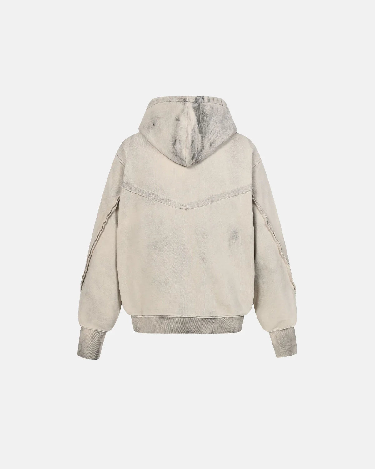 Diagonal Zipper Acid-Washed Hoodie | INFLATION Streetwear