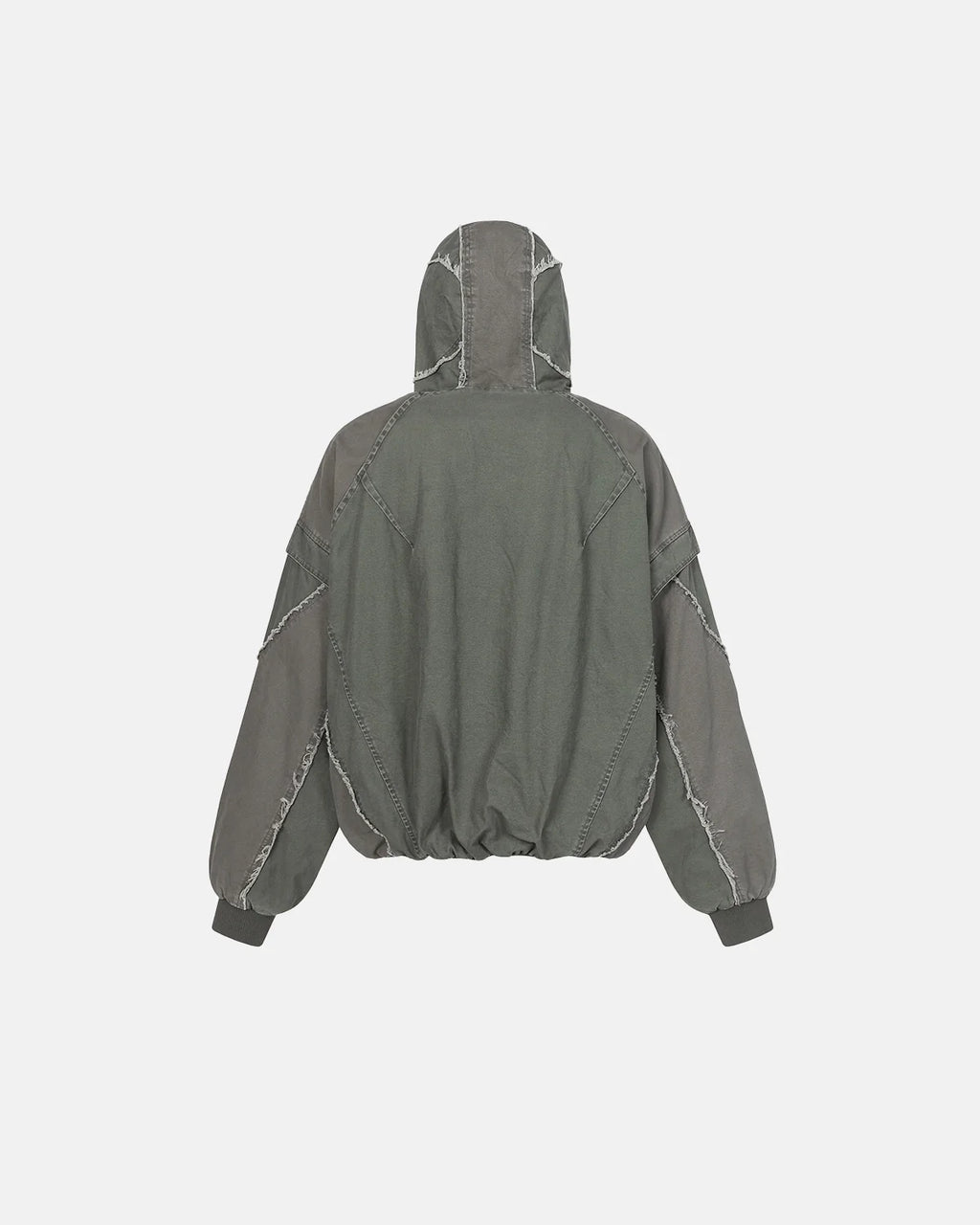 High Neck Distressed Washed Hooded Jacket | Inflation Streetwear