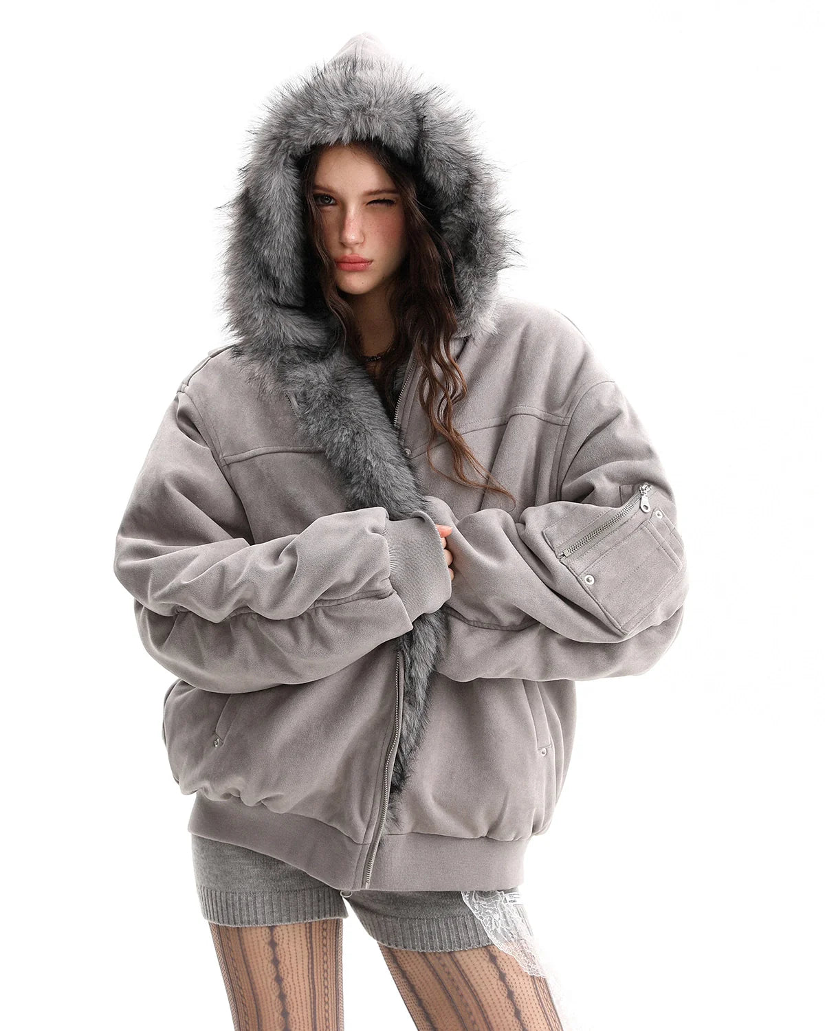 Reversible Faux Fur Hooded Jacket |  Inflation Streetwear