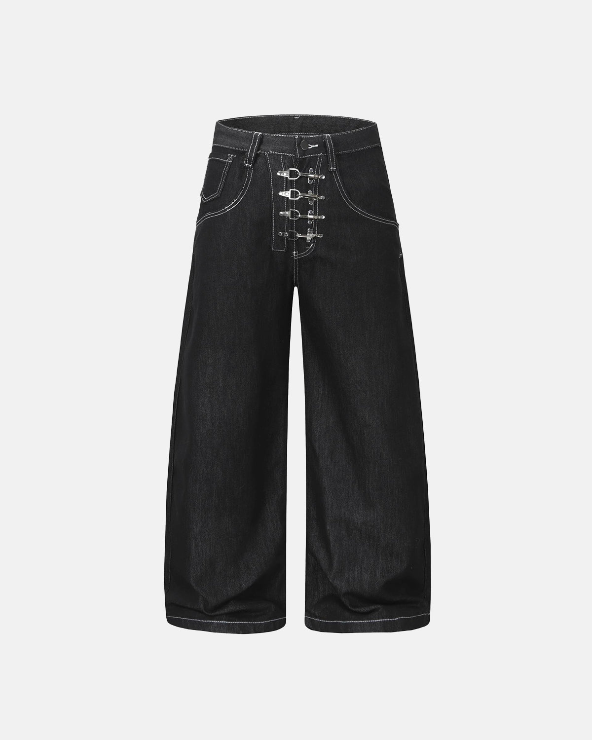 Black Metal Clasp Baggy Jeans | Inflation Streetwear