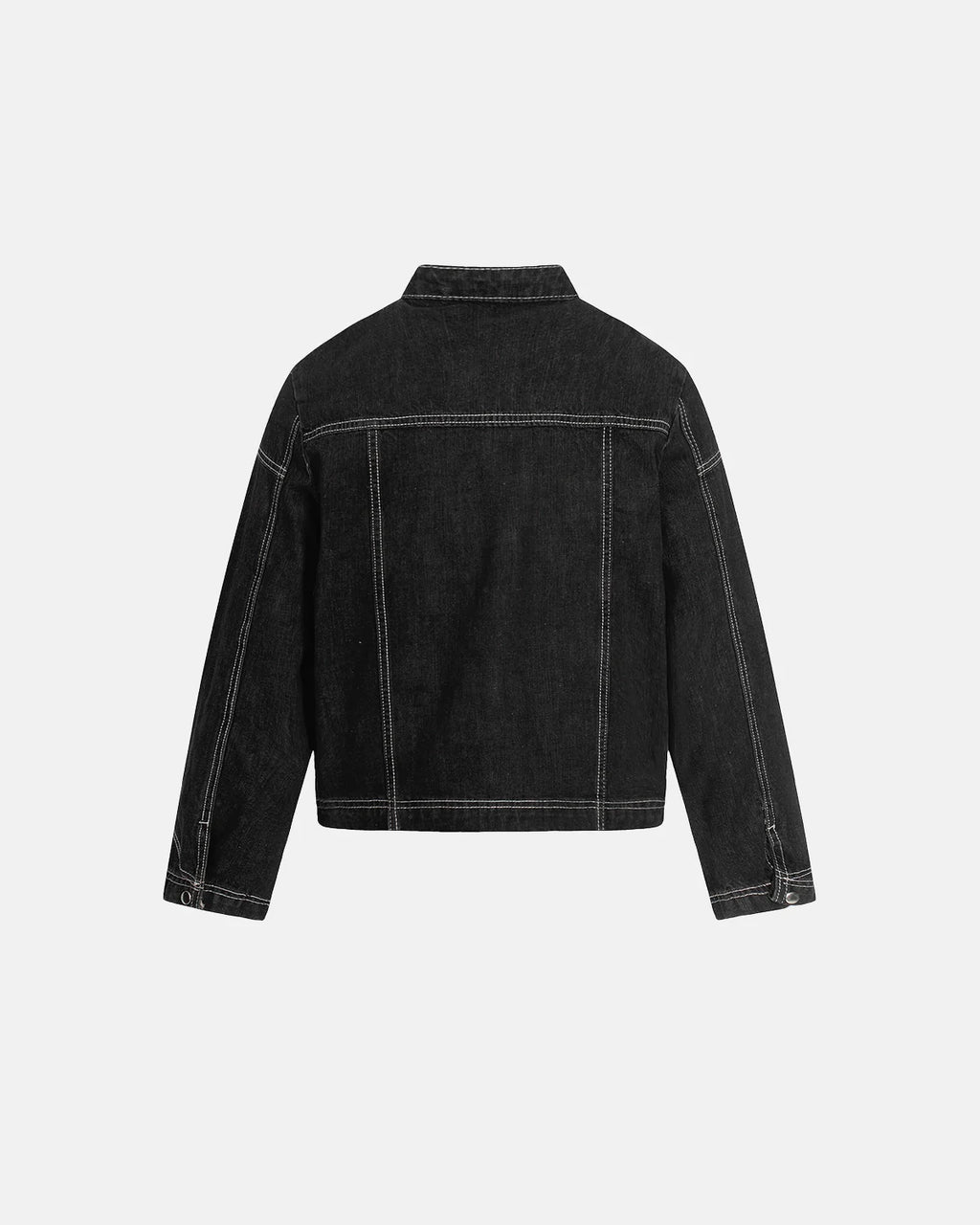 Stand Collar Raw Clasp Denim Jacket | Inflation Streetwear