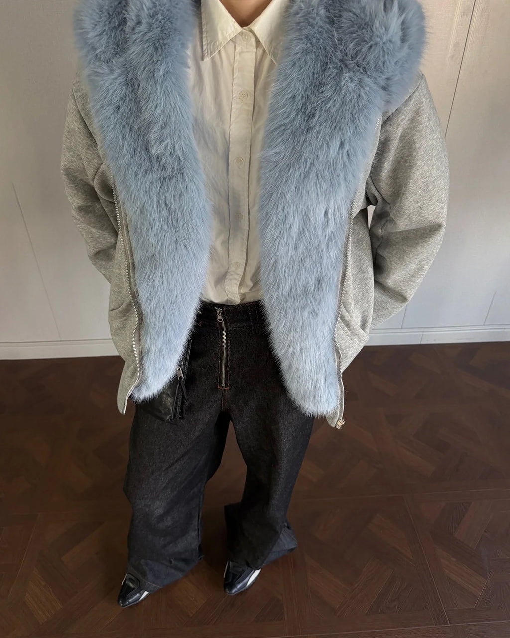 Baby Blue Faux Fur Jacket | Inflation Streetwear