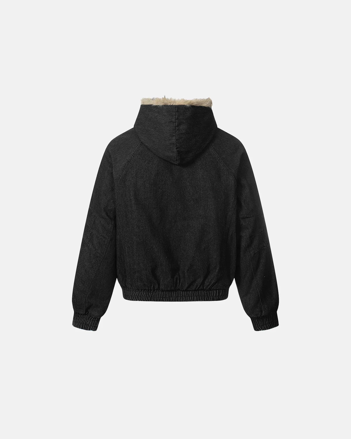 Faux Fur Hooded Padded Denim Jacket | INFLATION Streetwear