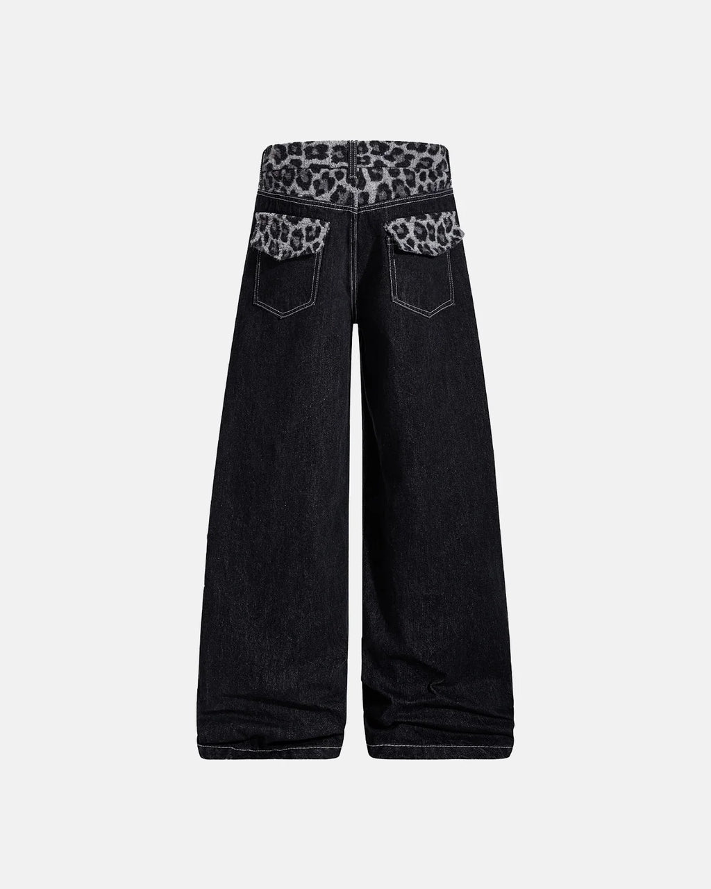 Leopard Patchwork Raw Straight-leg Jeans | Inflation Streetwear