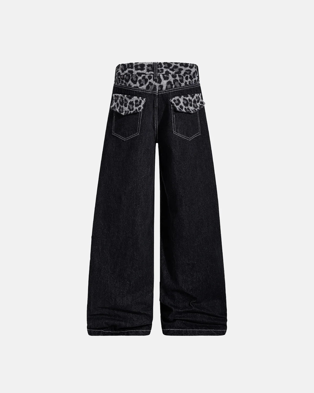 Leopard Patchwork Raw Straight-leg Jeans | Inflation Streetwear